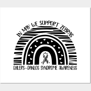 Ehlers Danlos Awareness Month Boho Rainbow Zebra Ribbon Posters and Art